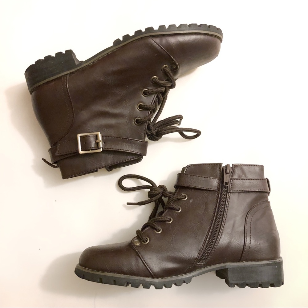 Dark Brown Ankle Boots Lace Up Booties sz 5.5